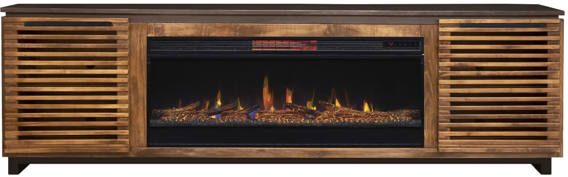 Reah 86" Fireplace Console in Bourbon and Black by Legends Furniture
