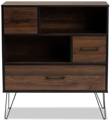 Charis 1-Drawer Bookcase in Walnut/Black by Wholesale Interiors