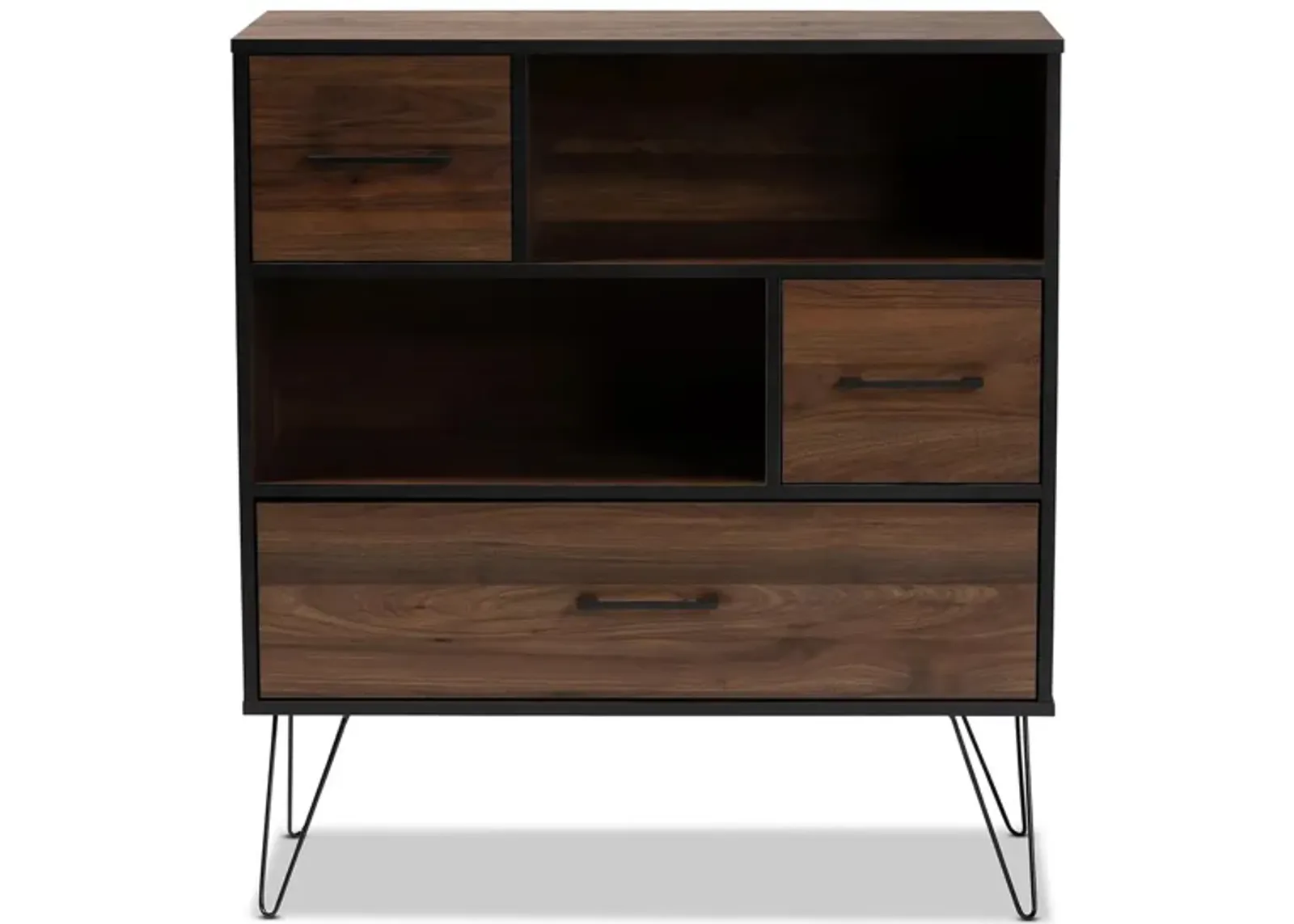 Charis 1-Drawer Bookcase in Walnut/Black by Wholesale Interiors