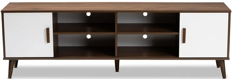 Quinn TV Stand in Walnut/White by Wholesale Interiors