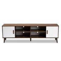Quinn TV Stand in Walnut/White by Wholesale Interiors