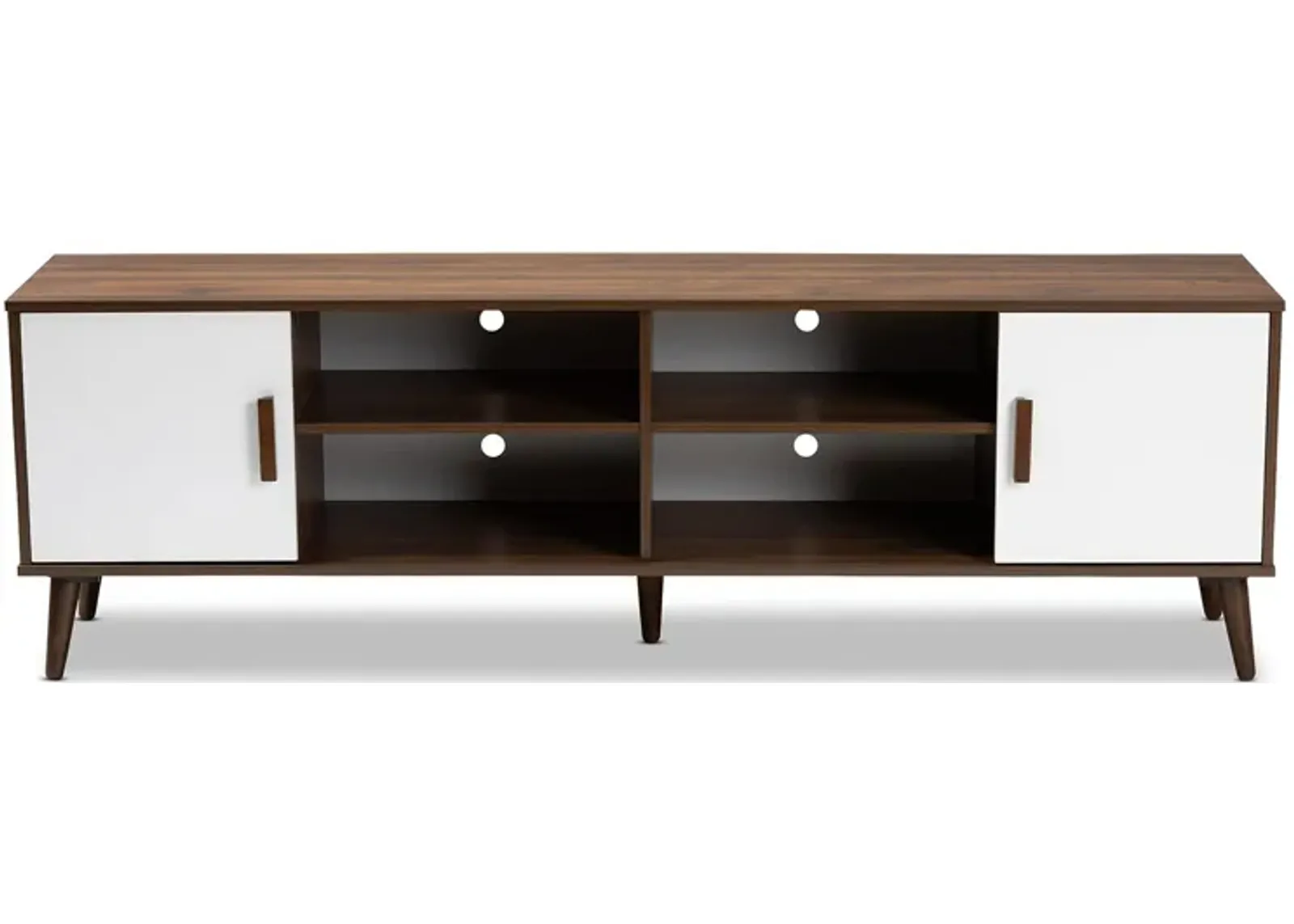 Quinn TV Stand in Walnut/White by Wholesale Interiors