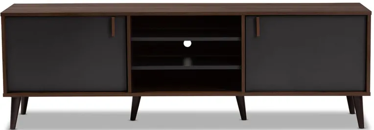 Samuel TV Stand in Walnut Brown/Dark Gray by Wholesale Interiors