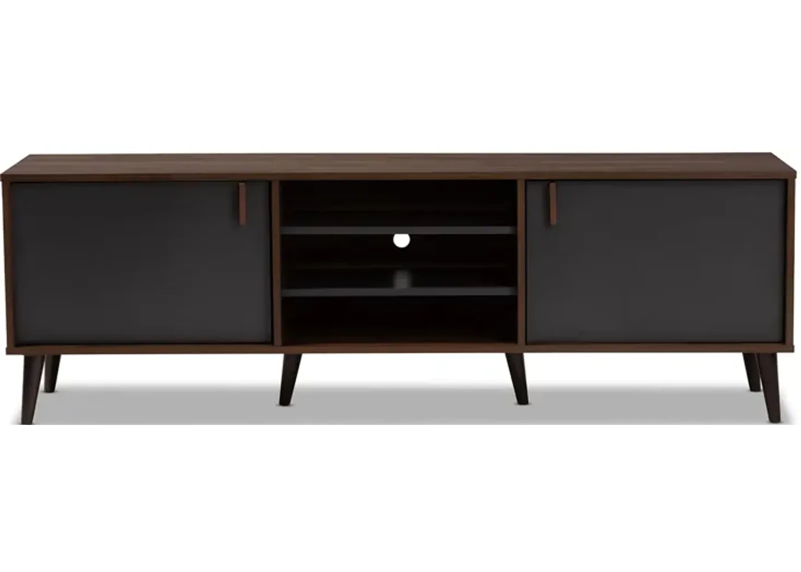 Samuel TV Stand in Walnut Brown/Dark Gray by Wholesale Interiors