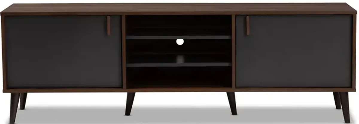 Samuel TV Stand in Walnut Brown/Dark Gray by Wholesale Interiors