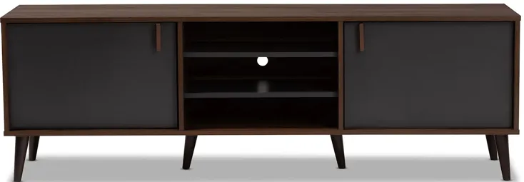 Samuel TV Stand in Walnut Brown/Dark Gray by Wholesale Interiors