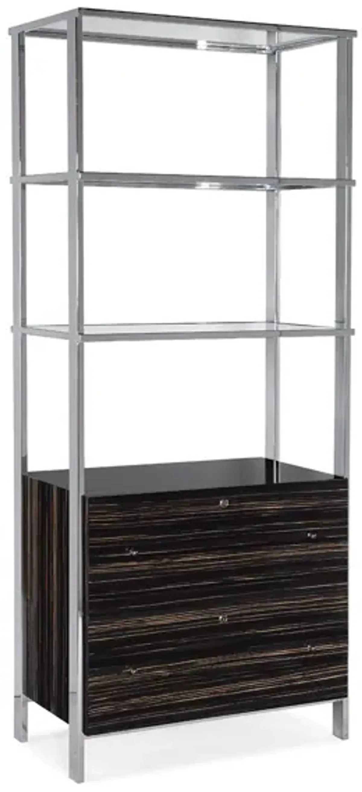 Melange Ford Bookcase in Polished Stainless Steel by Hooker Furniture