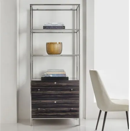 Melange Ford Bookcase in Polished Stainless Steel by Hooker Furniture