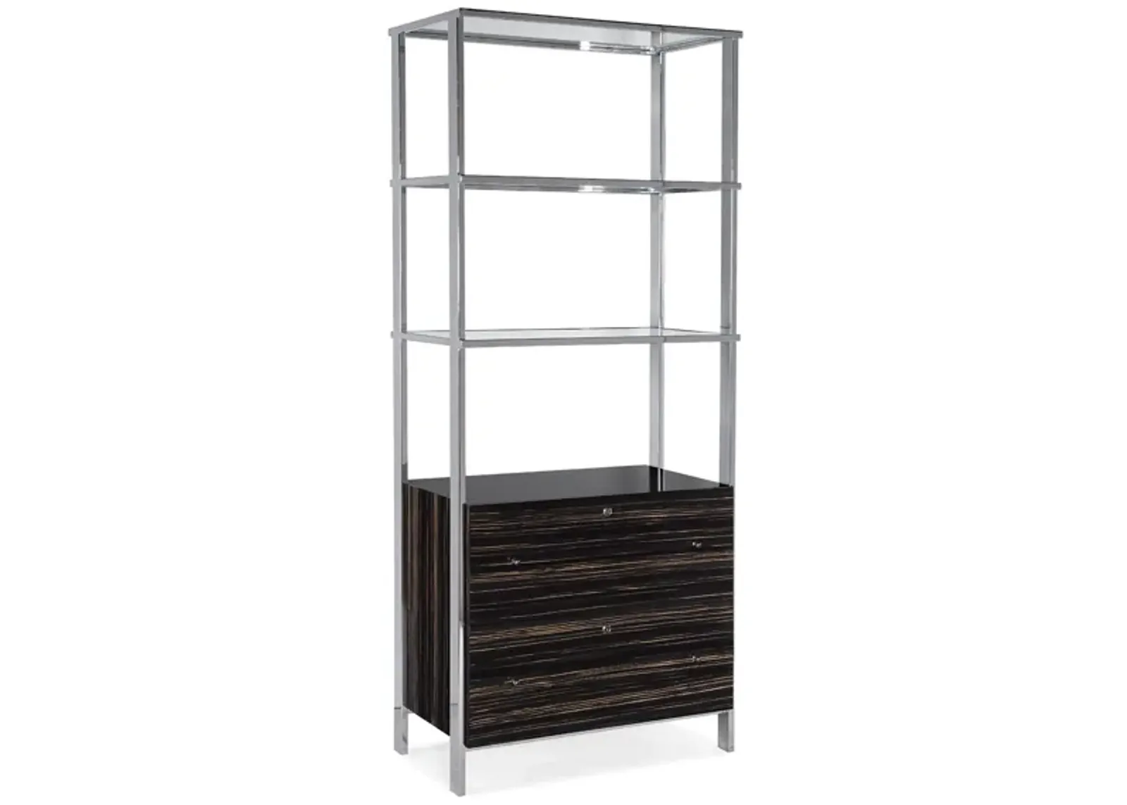 Melange Ford Bookcase in Polished Stainless Steel by Hooker Furniture