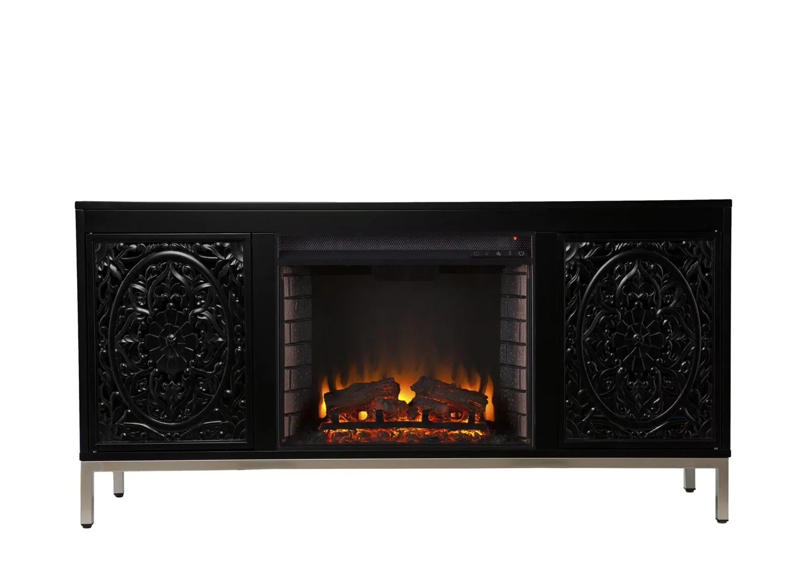 Presley Fireplace Console in Black by SEI Furniture