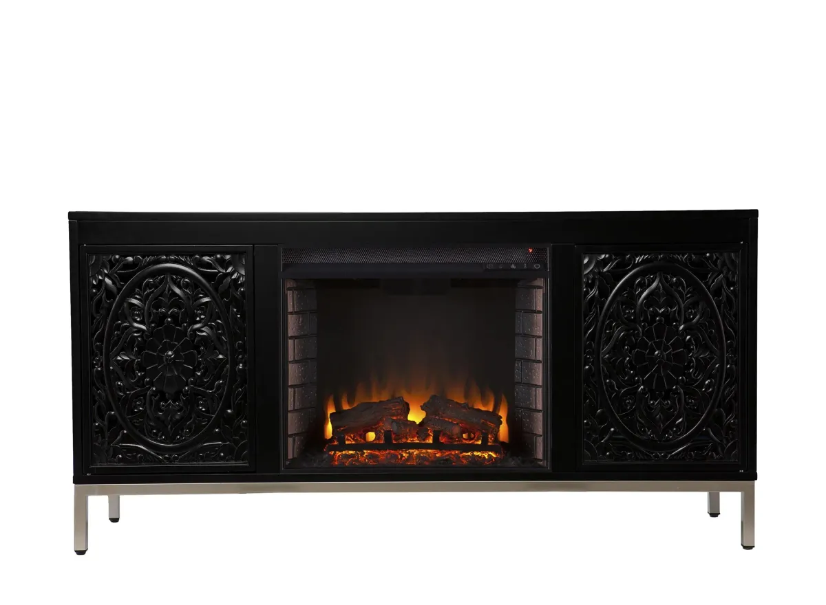 Presley Fireplace Console in Black by SEI Furniture