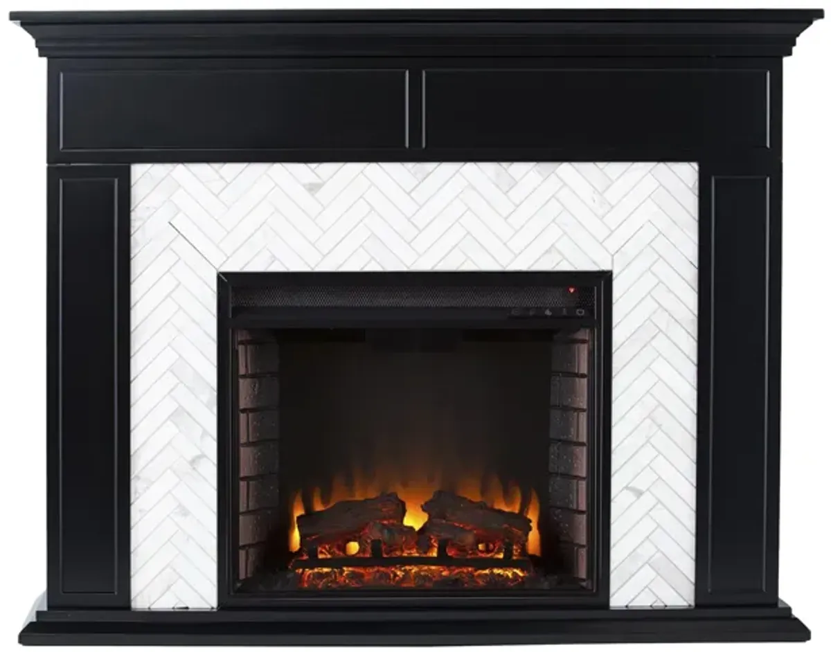 Payton Fireplace in Black by SEI Furniture