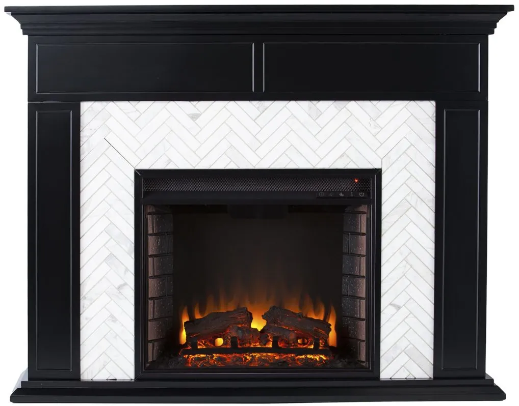 Payton Fireplace in Black by SEI Furniture