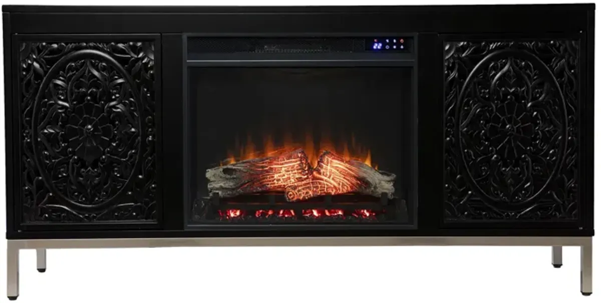 Presley Touch Screen Fireplace Console in Black by SEI Furniture