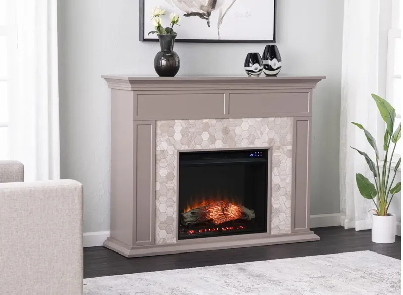 Payton Touch Screen Fireplace in Gray by SEI Furniture