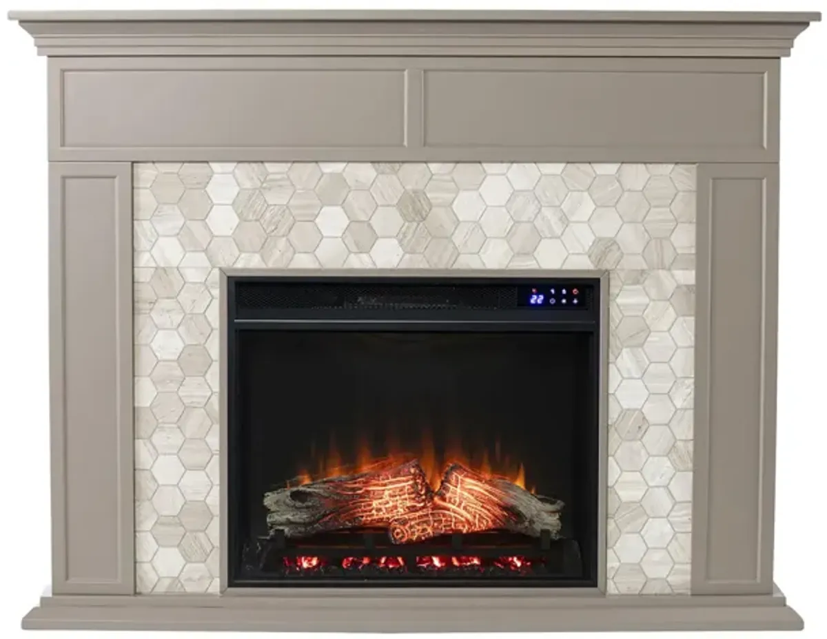 Payton Touch Screen Fireplace in Gray by SEI Furniture