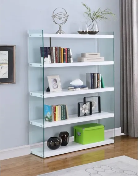Lilly Book Case in Gloss White by Chintaly Imports