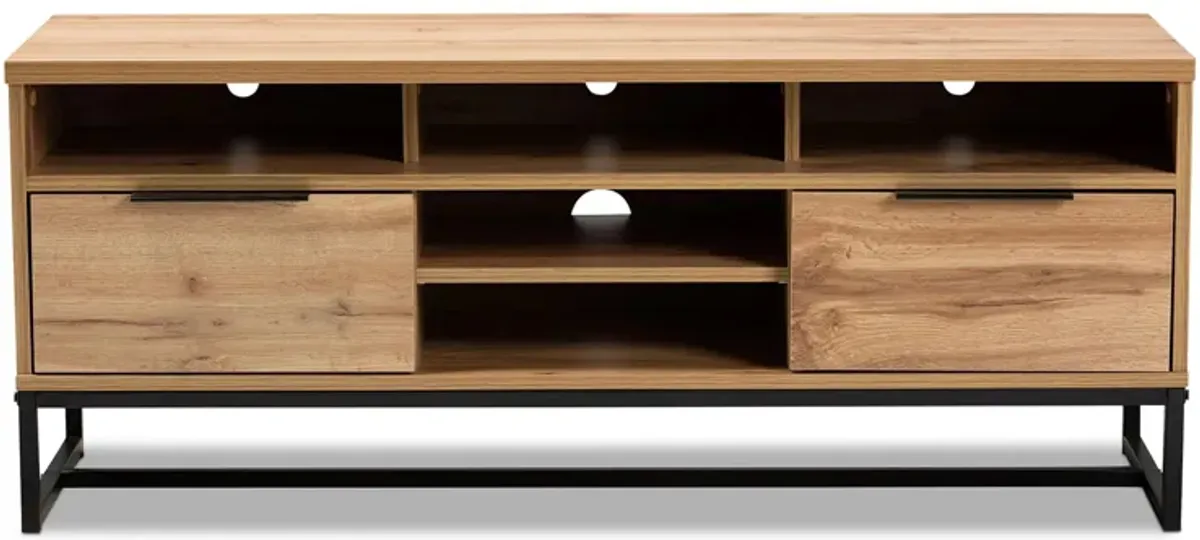 Reid 2-Drawer TV Stand in Oak/Black by Wholesale Interiors