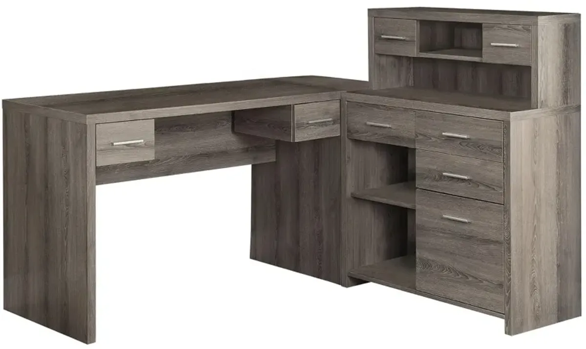 Caressa L-Shaped Computer Desk in Dark Taupe by Monarch Specialties