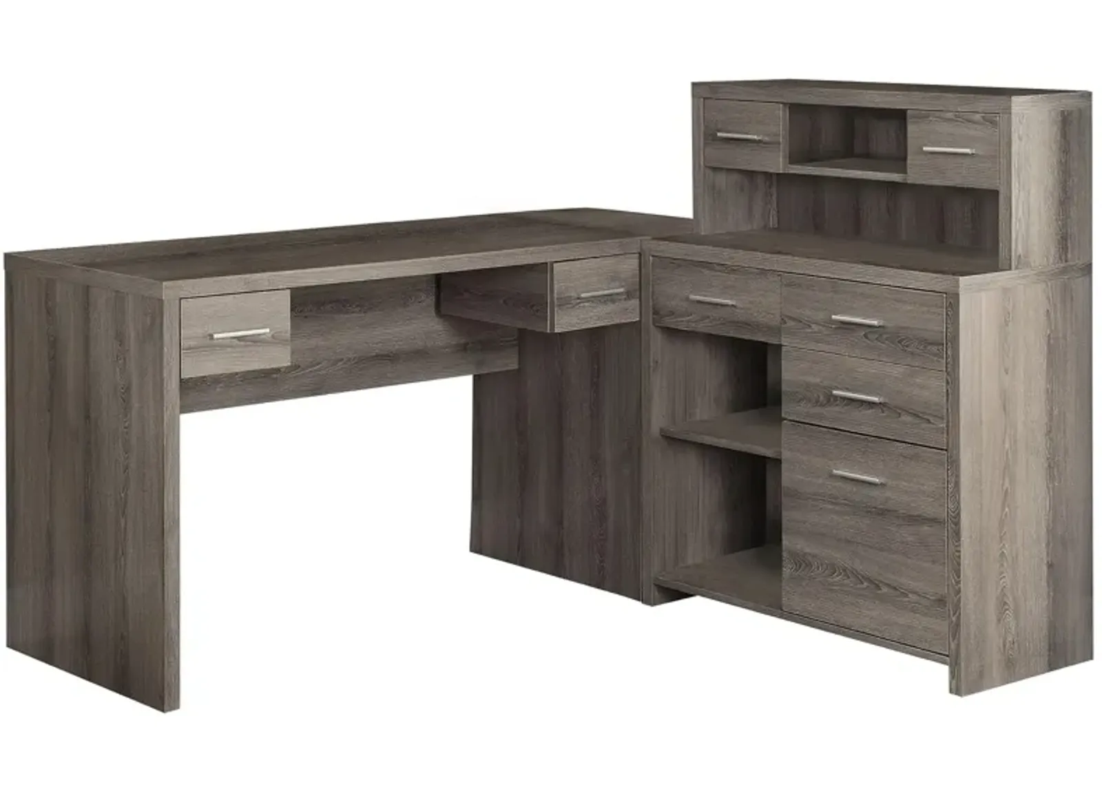 Caressa L-Shaped Computer Desk in Dark Taupe by Monarch Specialties