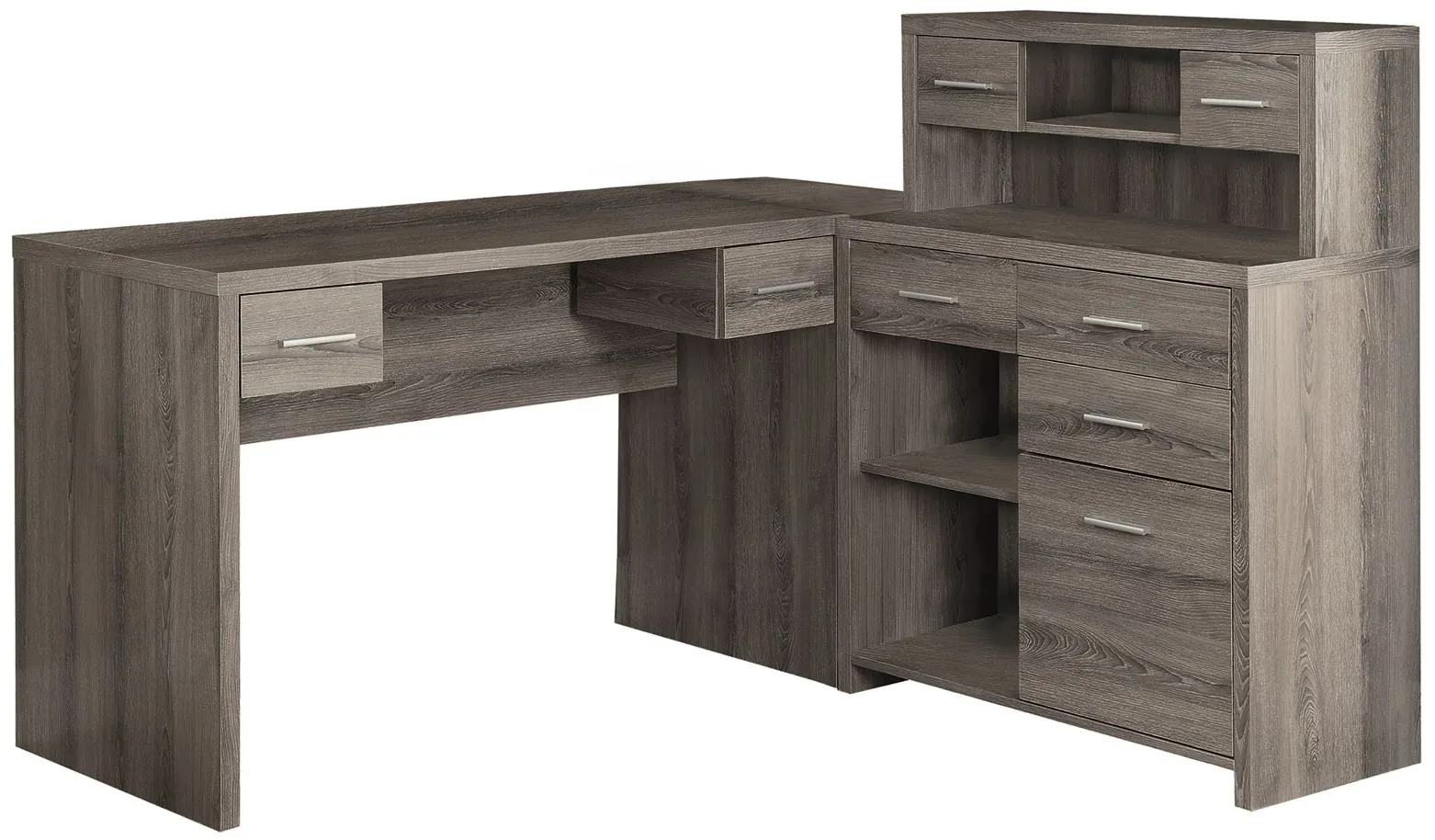 Caressa L-Shaped Computer Desk in Dark Taupe by Monarch Specialties