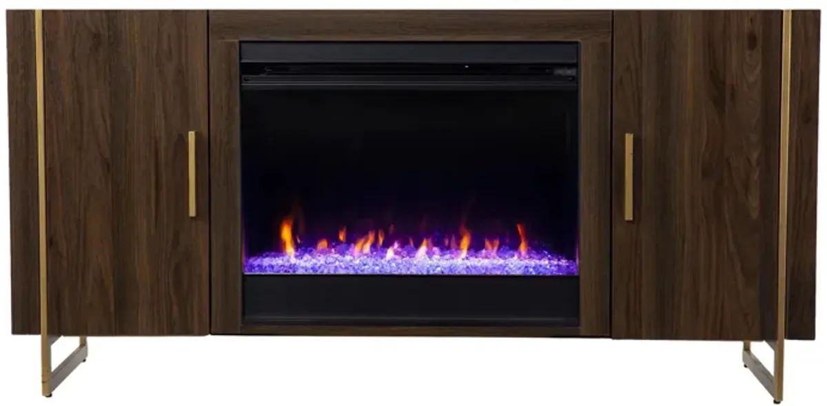 Everly Color Changing Fireplace Console in Brown by SEI Furniture