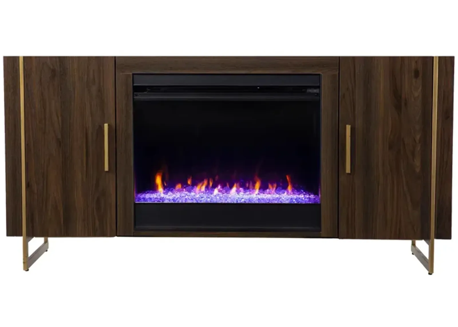 Everly Color Changing Fireplace Console in Brown by SEI Furniture