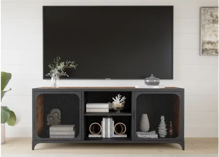 Liberia TV Console in Black/Rustic by Unique Furniture