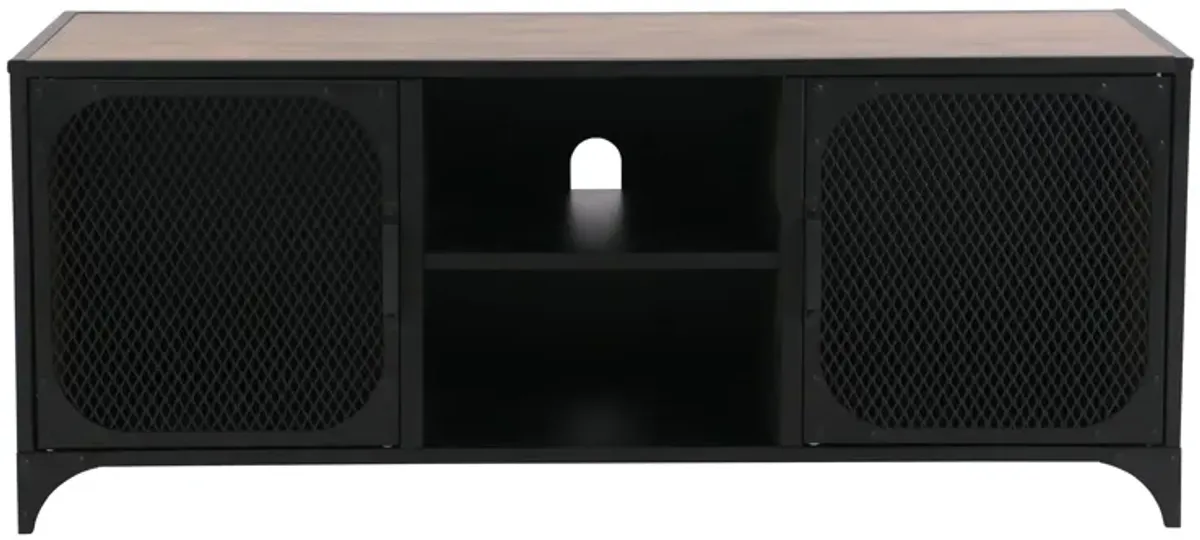 Liberia TV Console in Black/Rustic by Unique Furniture