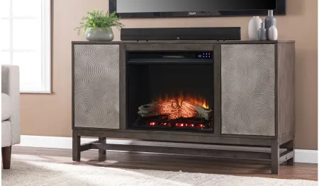 Lyon Touch Screen Fireplace Console in Brown by SEI Furniture