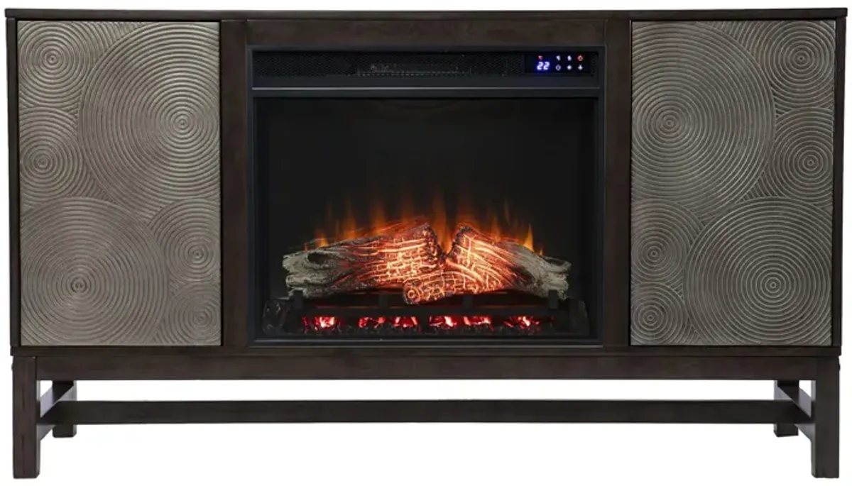 Lyon Touch Screen Fireplace Console in Brown by SEI Furniture