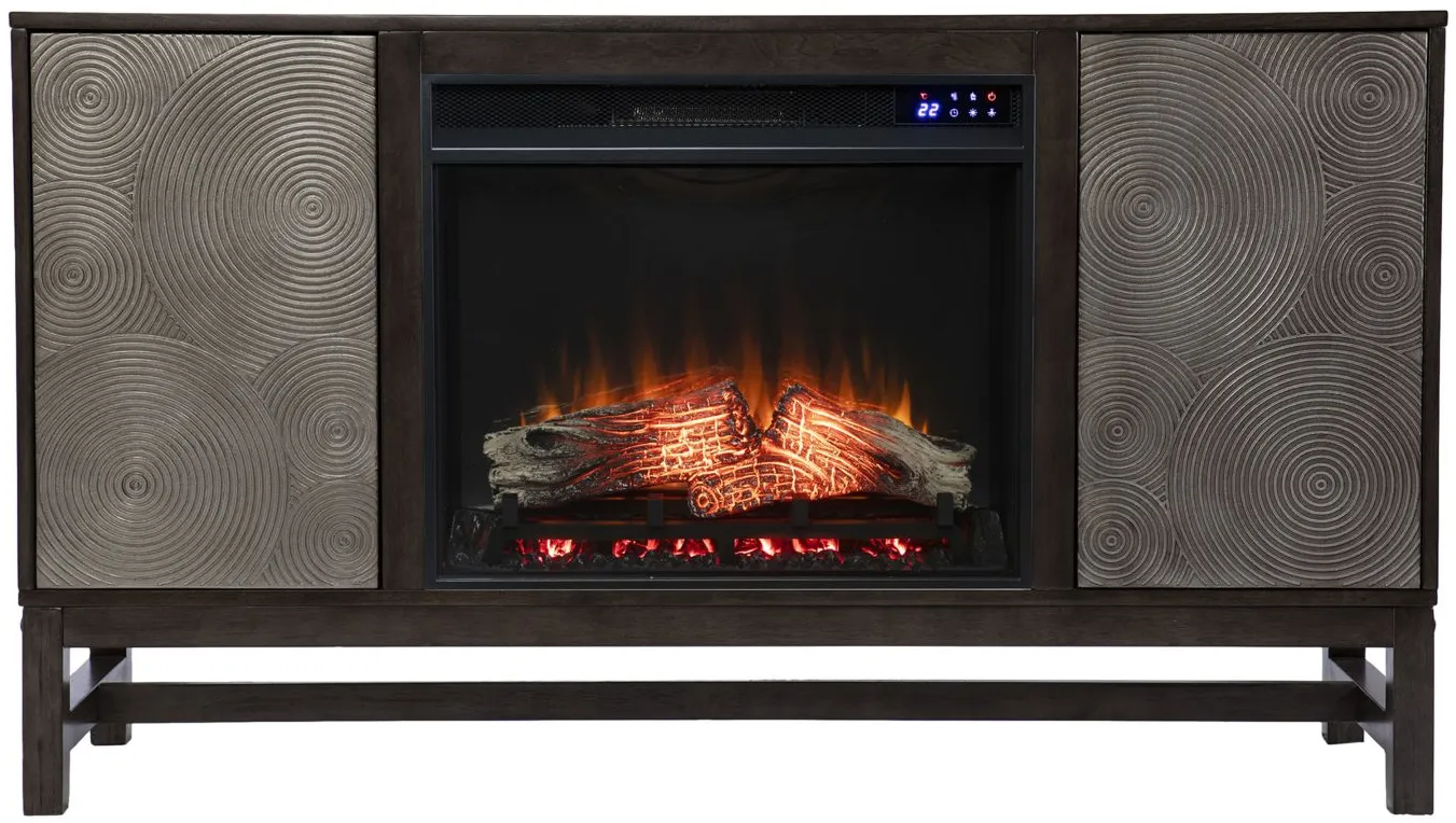 Lyon Touch Screen Fireplace Console in Brown by SEI Furniture