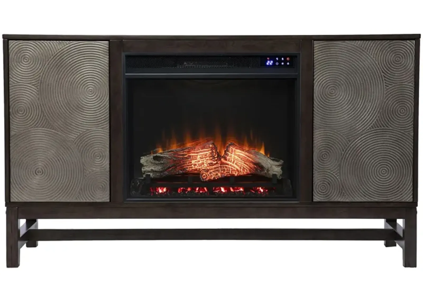 Lyon Touch Screen Fireplace Console in Brown by SEI Furniture