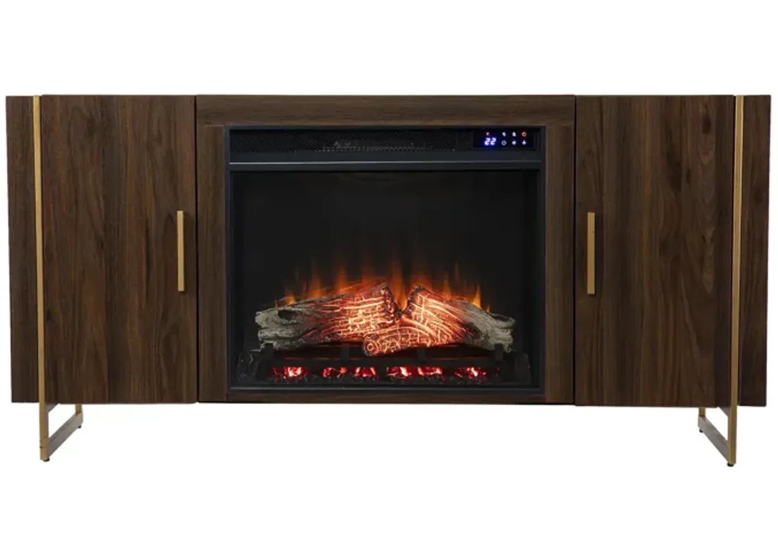 Everly Touch Screen Fireplace Console in Brown by SEI Furniture