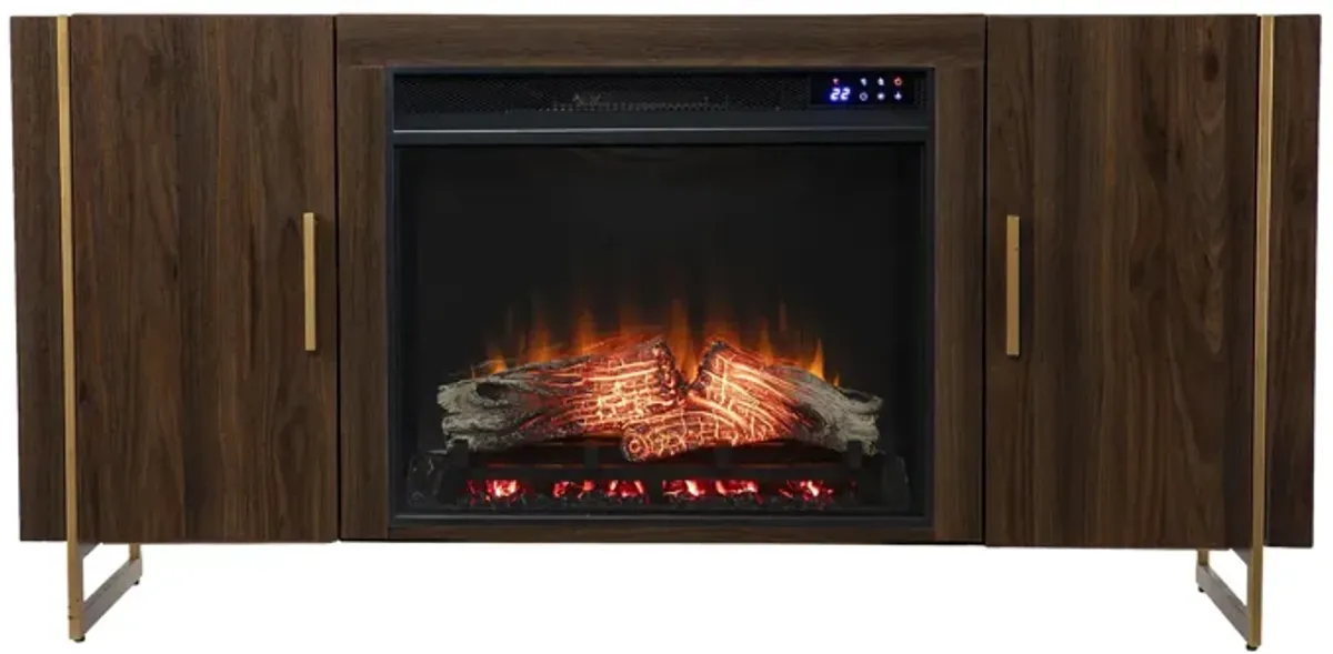 Everly Touch Screen Fireplace Console in Brown by SEI Furniture