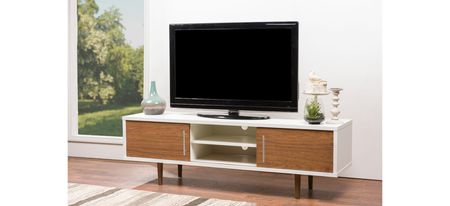Gemini TV Stand in Walnut/White by Wholesale Interiors