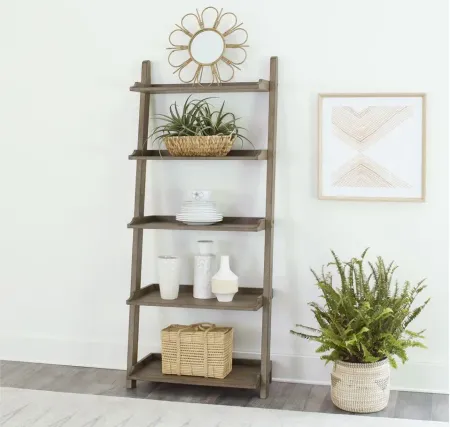 Americana Farmhouse Leaning Pier Bookcase in Dusty Taupe by Liberty Furniture