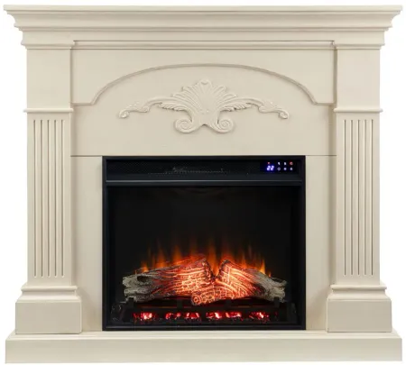 Lucca Touch Screen Fireplace in White by SEI Furniture