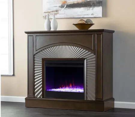 Buxton Color Changing Fireplace in Brown by SEI Furniture
