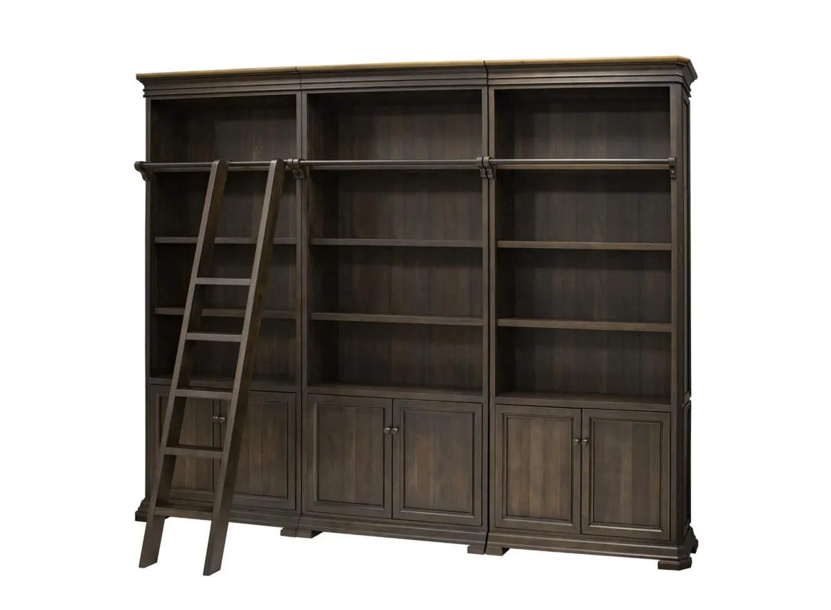 Sonoma Executive Bookcase Wall With Ladder in Dark Roast Finish by Martin Furniture