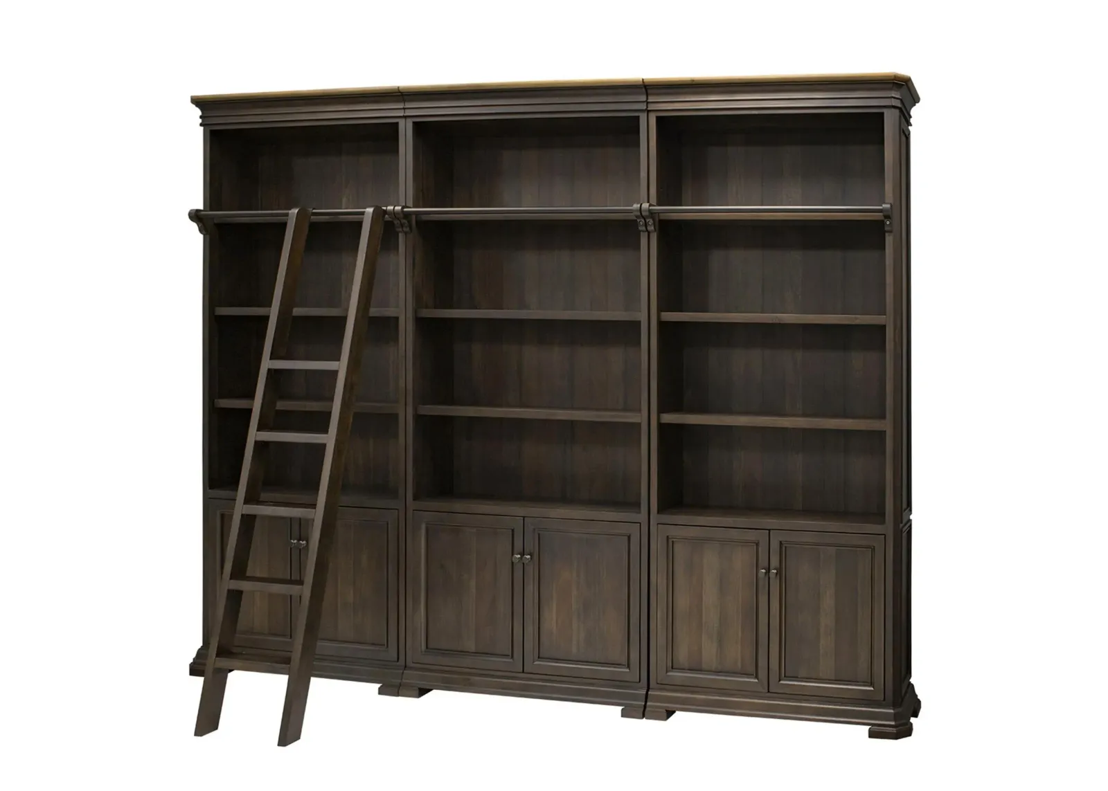 Sonoma Executive Bookcase Wall With Ladder in Dark Roast Finish by Martin Furniture