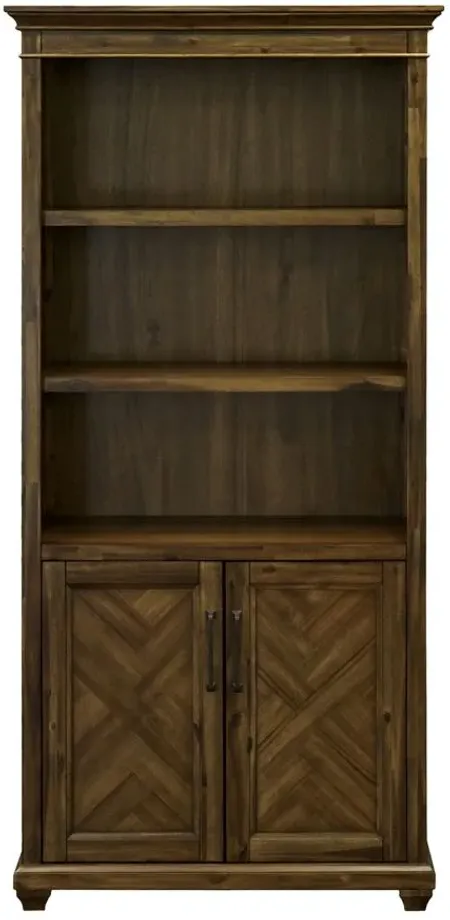 Porter Traditional Wood Bookcase With Doors in Brown by Martin Furniture
