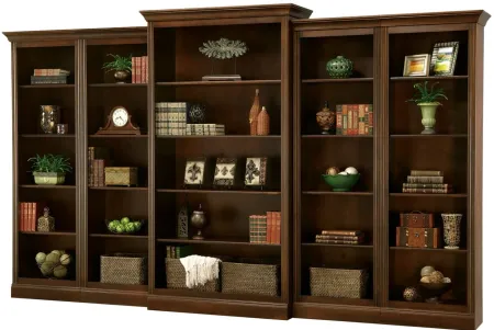 Oxford Left Return Bookcase in Saratoga Cherry by Howard Miller Clock