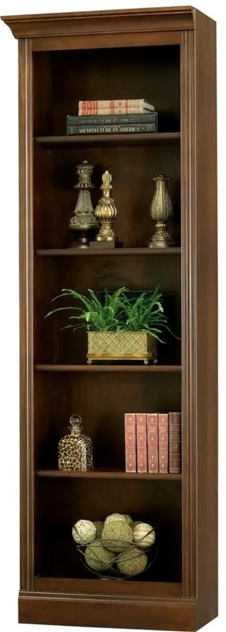 Oxford Left Return Bookcase in Saratoga Cherry by Howard Miller Clock