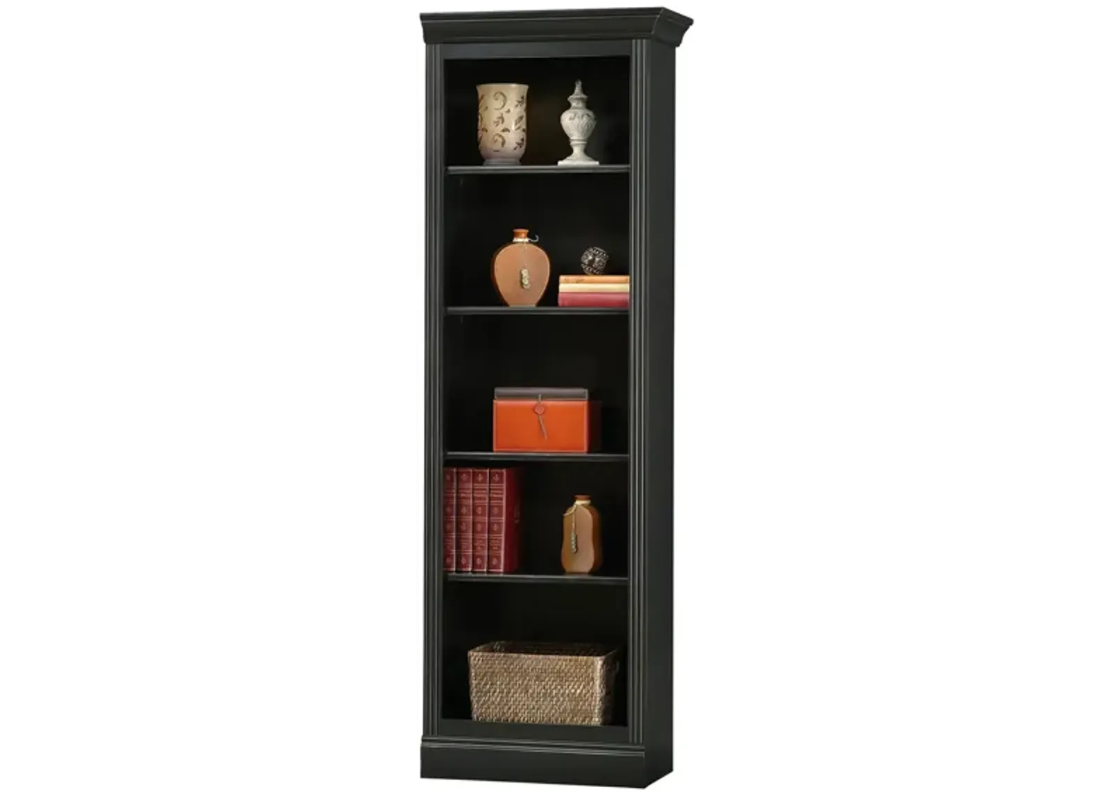 Oxford Right Return Bookcase in Antique Black by Howard Miller Clock