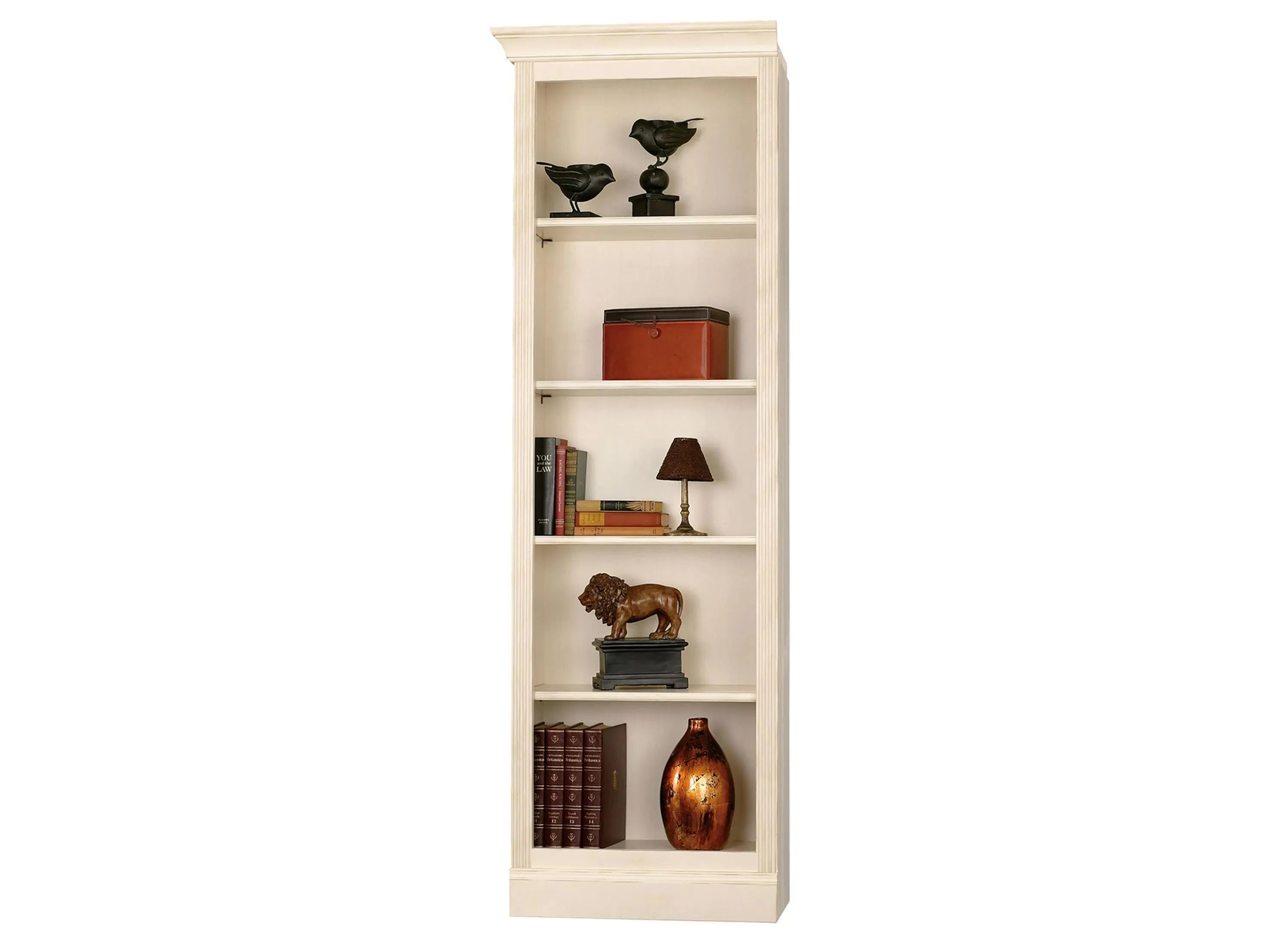 Oxford Left Return Bookcase in Antique Vanilla by Howard Miller Clock