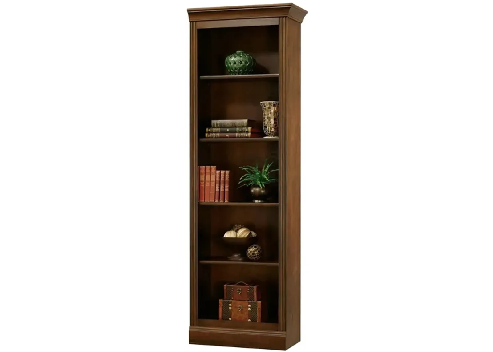 Oxford Right Return Bookcase in Saratoga Cherry by Howard Miller Clock