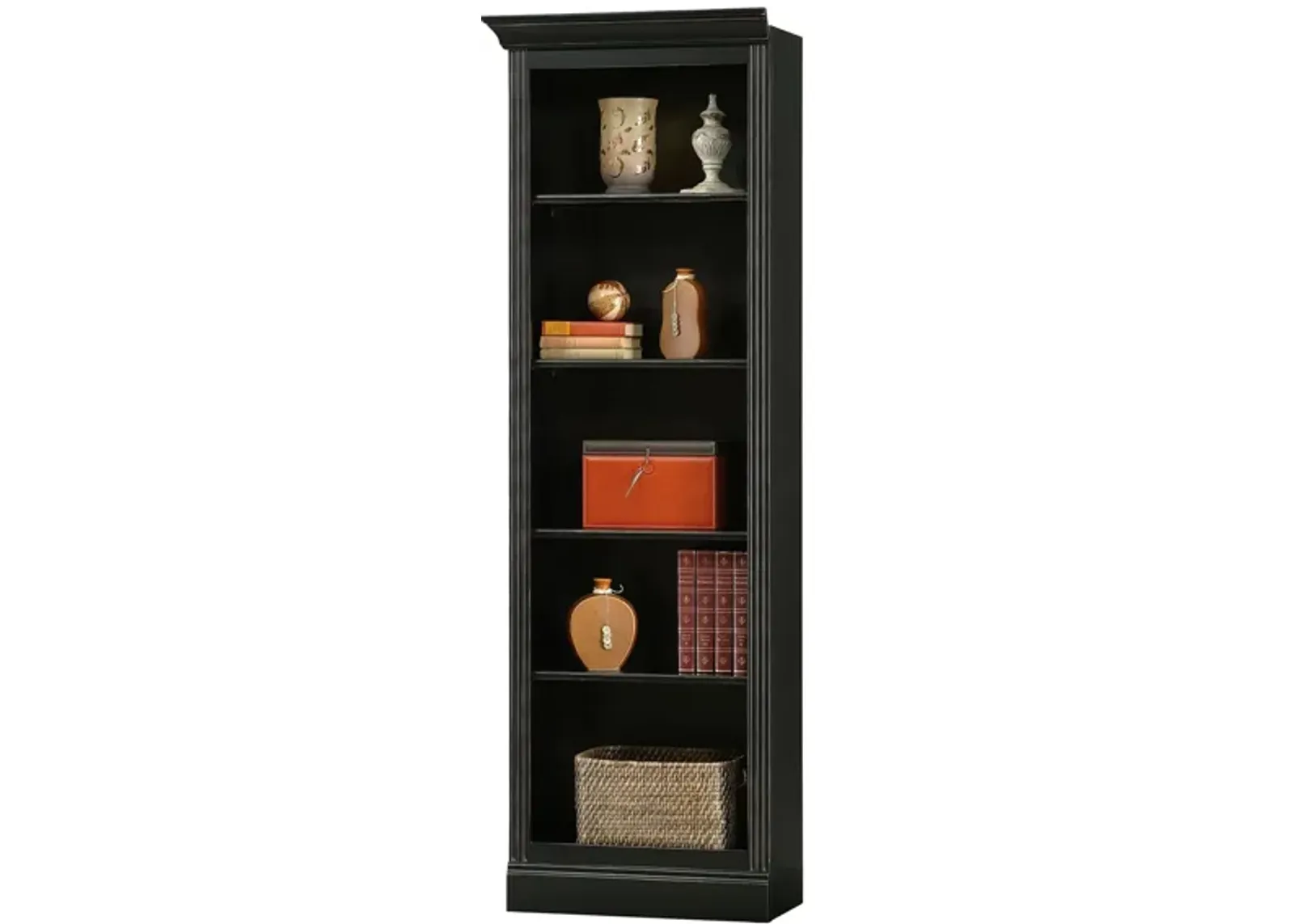 Oxford Left Return Bookcase in Antique Black by Howard Miller Clock