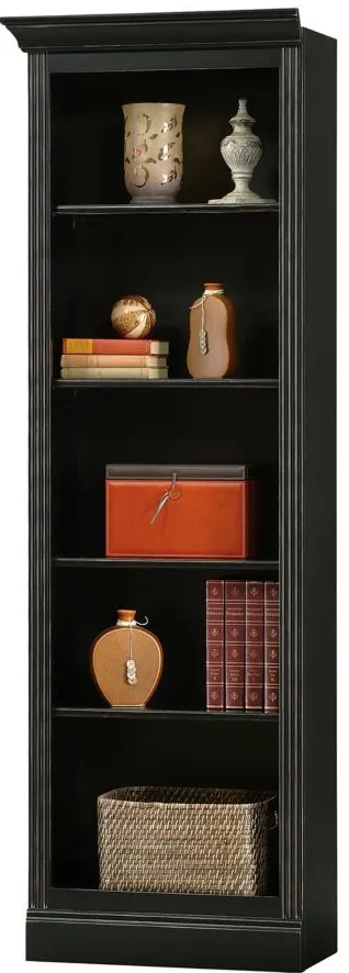 Oxford Left Return Bookcase in Antique Black by Howard Miller Clock