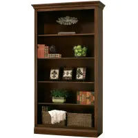 Oxford Center Bookcase in Saratoga Cherry by Howard Miller Clock